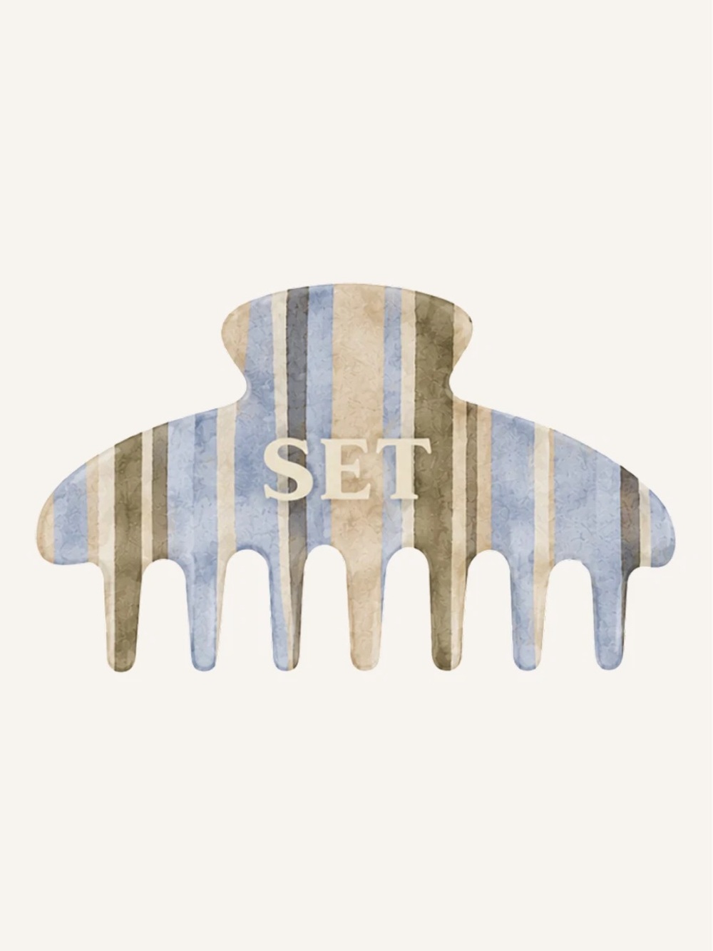 Striped Blue and Tan Hair Clip — ‘Palamento’